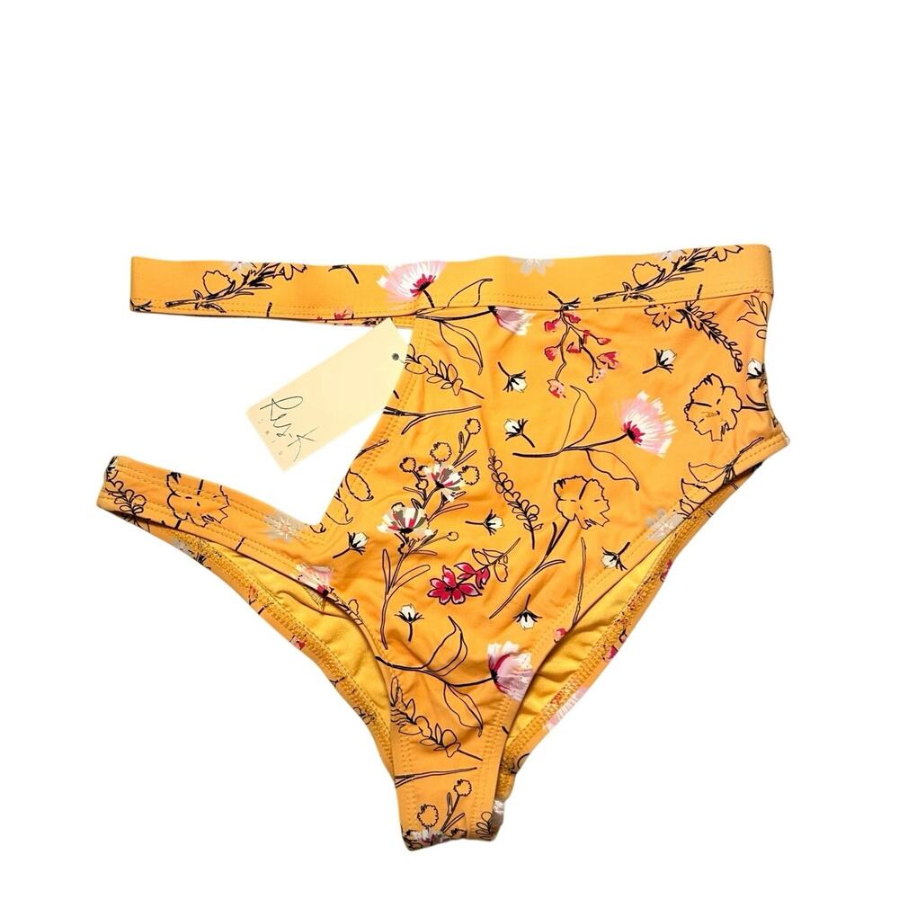 Ris-K Wildflower Floral Garden High Rise Cut Out Bikini Bottom Small Made in USA